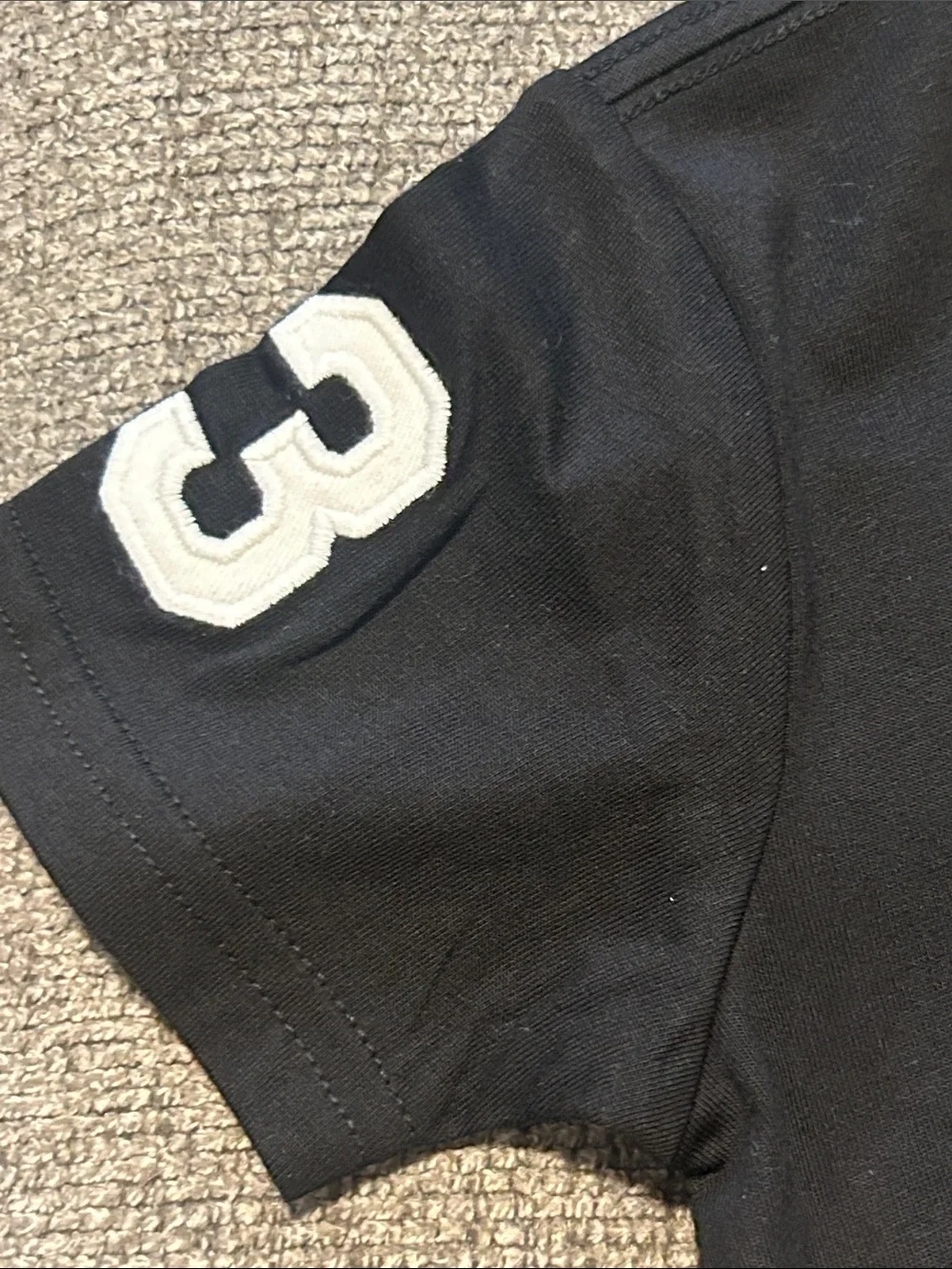 Ralph Lauren Black Tee with White Pony and Sleeve Number 50% OFF SEND OFFER